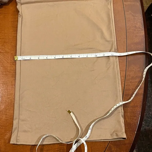 Wide leg jumpsuit/ romper crisscross back,  gold chain w/ rhinestones. Tan. Sz M - Picture 11 of 11